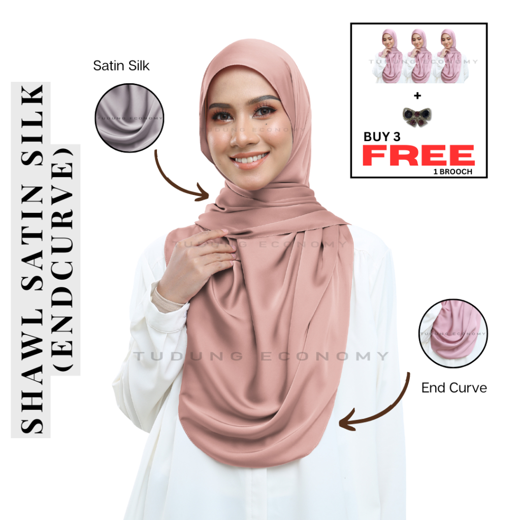 PREMIUM SHAWL SATIN SILK (END CURVE) | Shopee Singapore