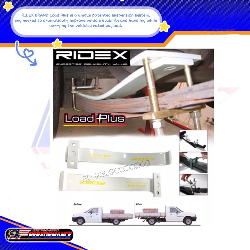 RIDEX BRAND Load Plus is a unique patented suspension system,engineered