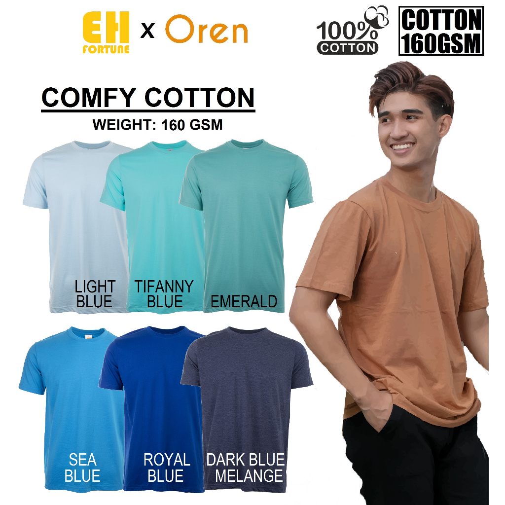 Comfy】Cotton Short Sleeve Round neck Plain T-Shirt LIGHT BLUE