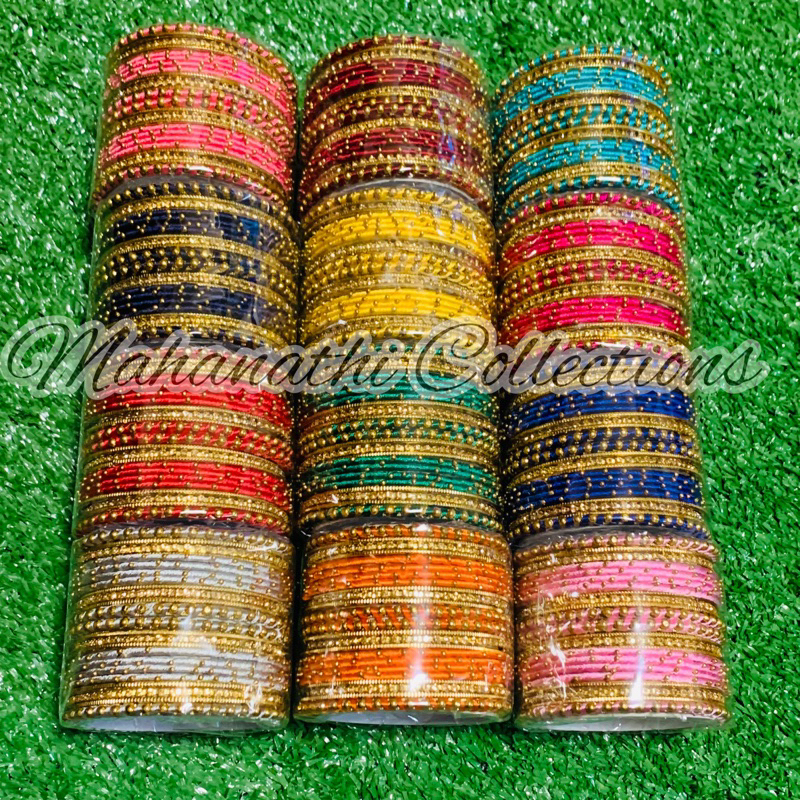 Gold colour silk deals thread bangles