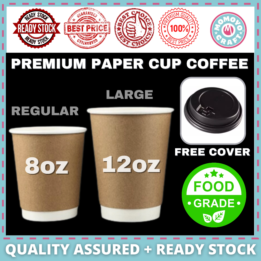 Momoyocraft Premium Paper Cup Coffee Cup With Lid Disposable Party Cup ...