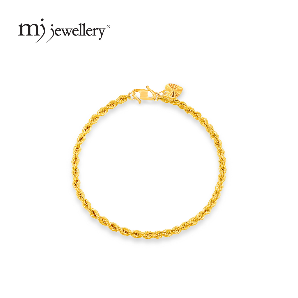 MJ Jewellery 375/9K Hollow Rope Gold Bracelet/Rantai Tangan Pintal Kosong T004