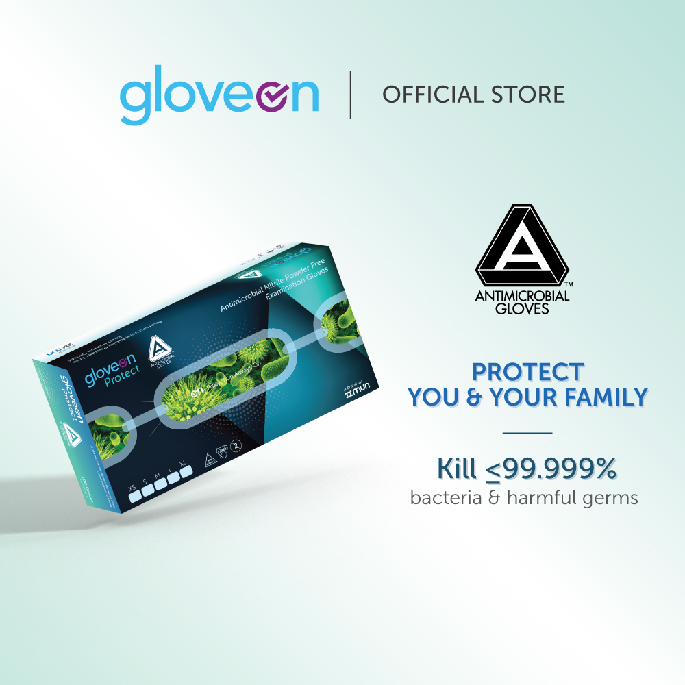 GloveOn Protect Antimicrobial Nitrile Gloves (Blue) Kills Up To 99.