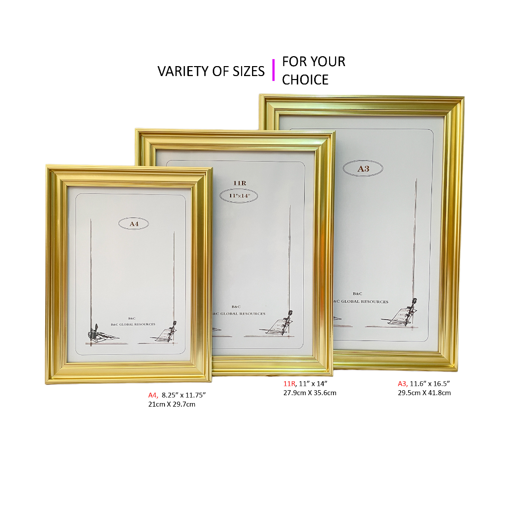 Photo Frame Size A4 / 11R / A3 Light Gold Color(1pc) Shopee Singapore