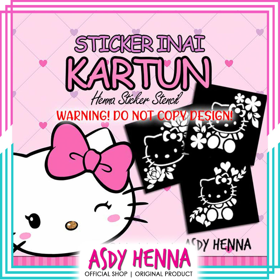 Sticker Inai Kanak Kids Kartun DIY Henna Hello Kitty Budak ASDY Henna ...