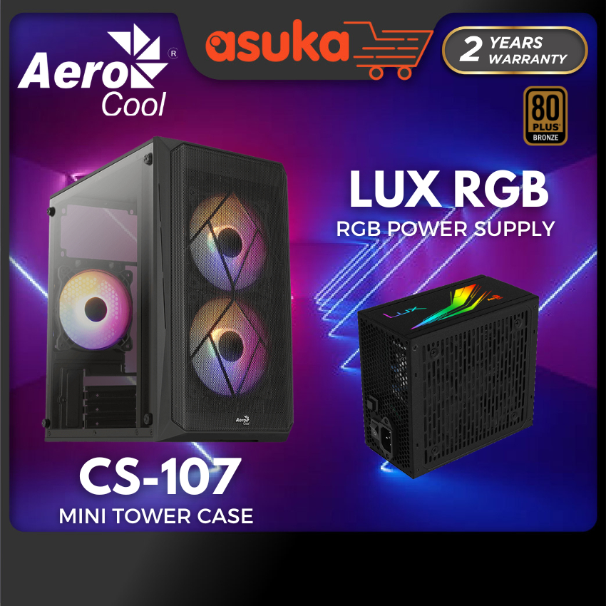 Aerocool CS-107 V2 M-ATX Case + Aerocool LUX RGB 550W Power supply ...