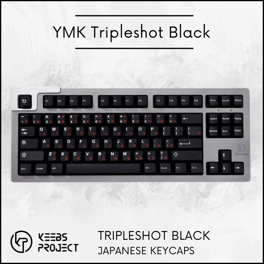 GMK YMK Cherry Profile Keycaps 124 Key Tripleshot Black Japanese Keycap ...