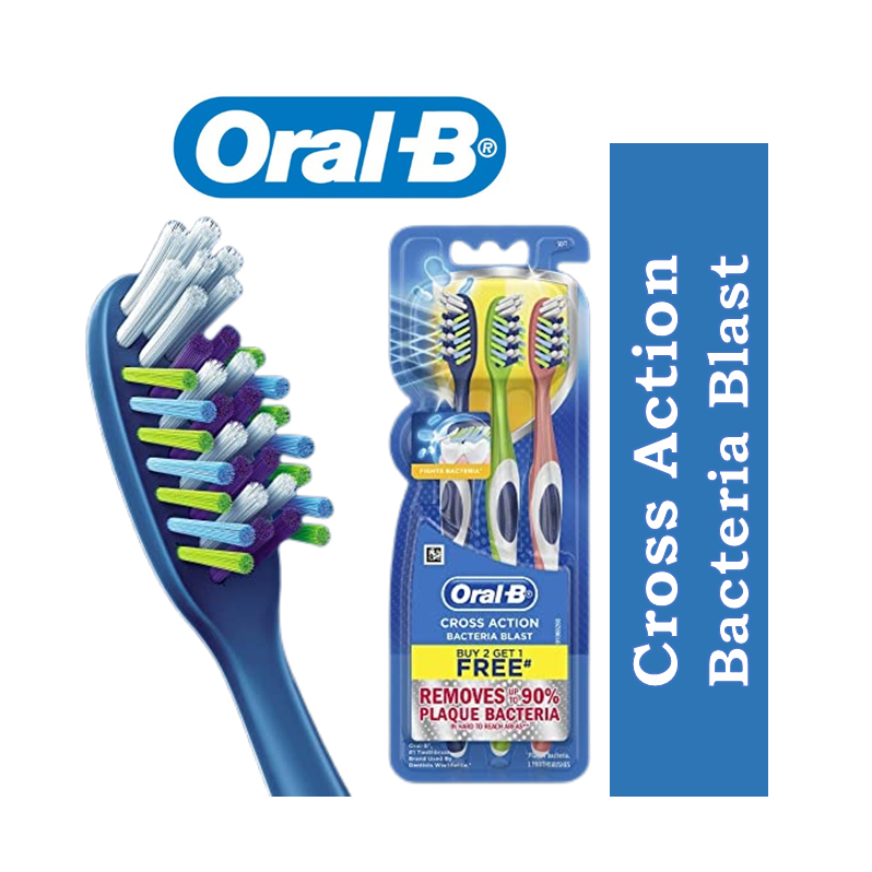 Oral-B Cross Action Bacteria Blast Toothbrush Buy 2 Free 1 (Soft ...