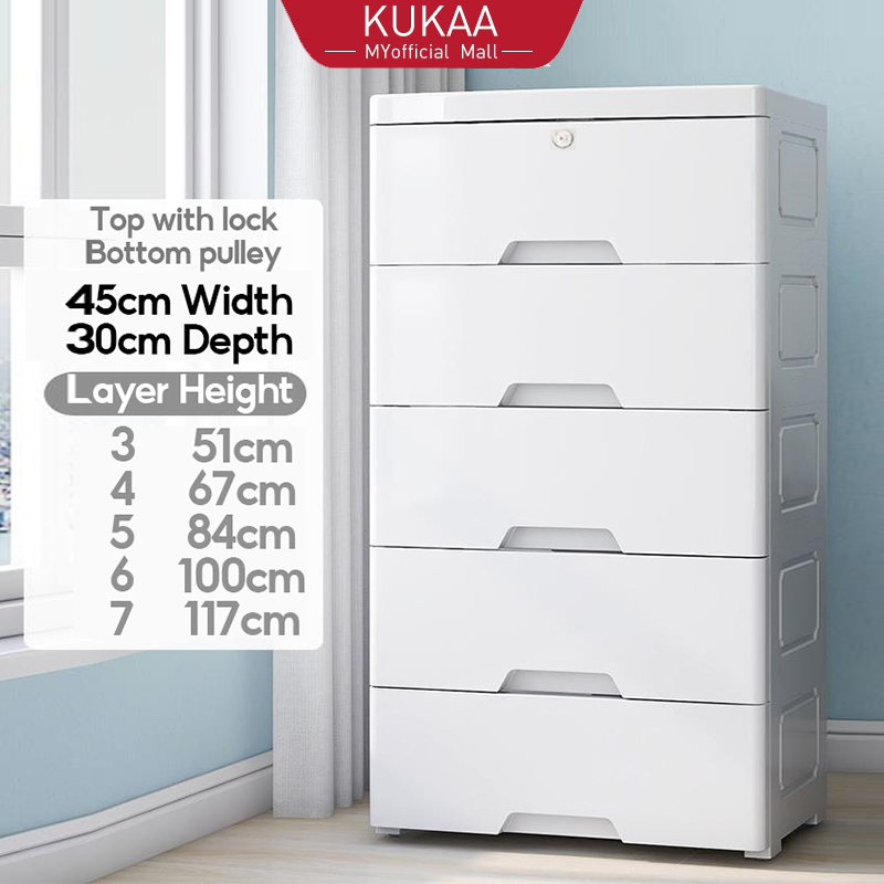 3/4/5/6/7 Tier Plastic Drawer Cabinet 45/60 cm Width / Storage Cabinet ...
