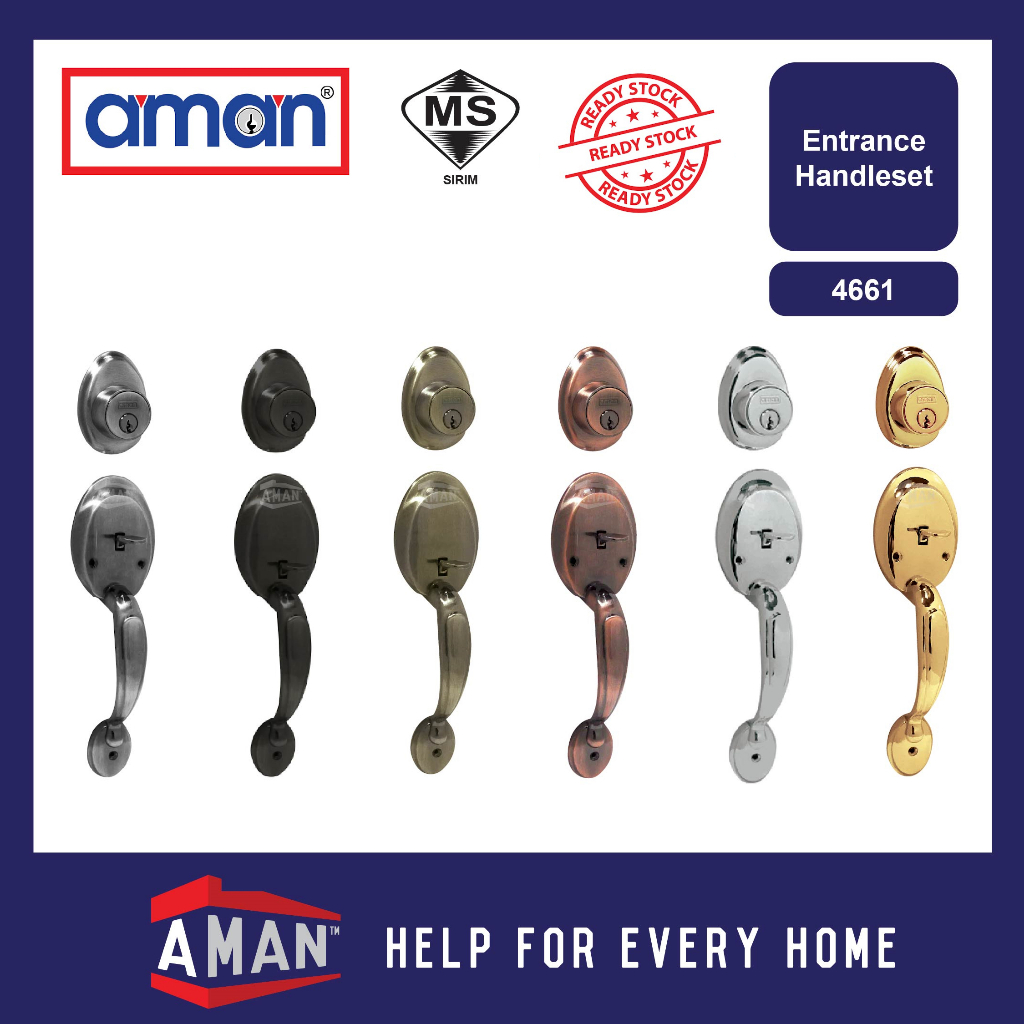 AMAN Double Entrance Handleset Quality Solid Brass Main Door Lock