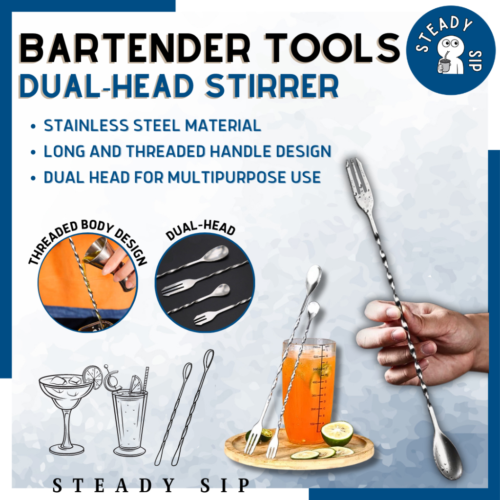 Steady Sip Stainless Steel Dual Head Stirrer Cocktail Bar Mixing Spoon ...