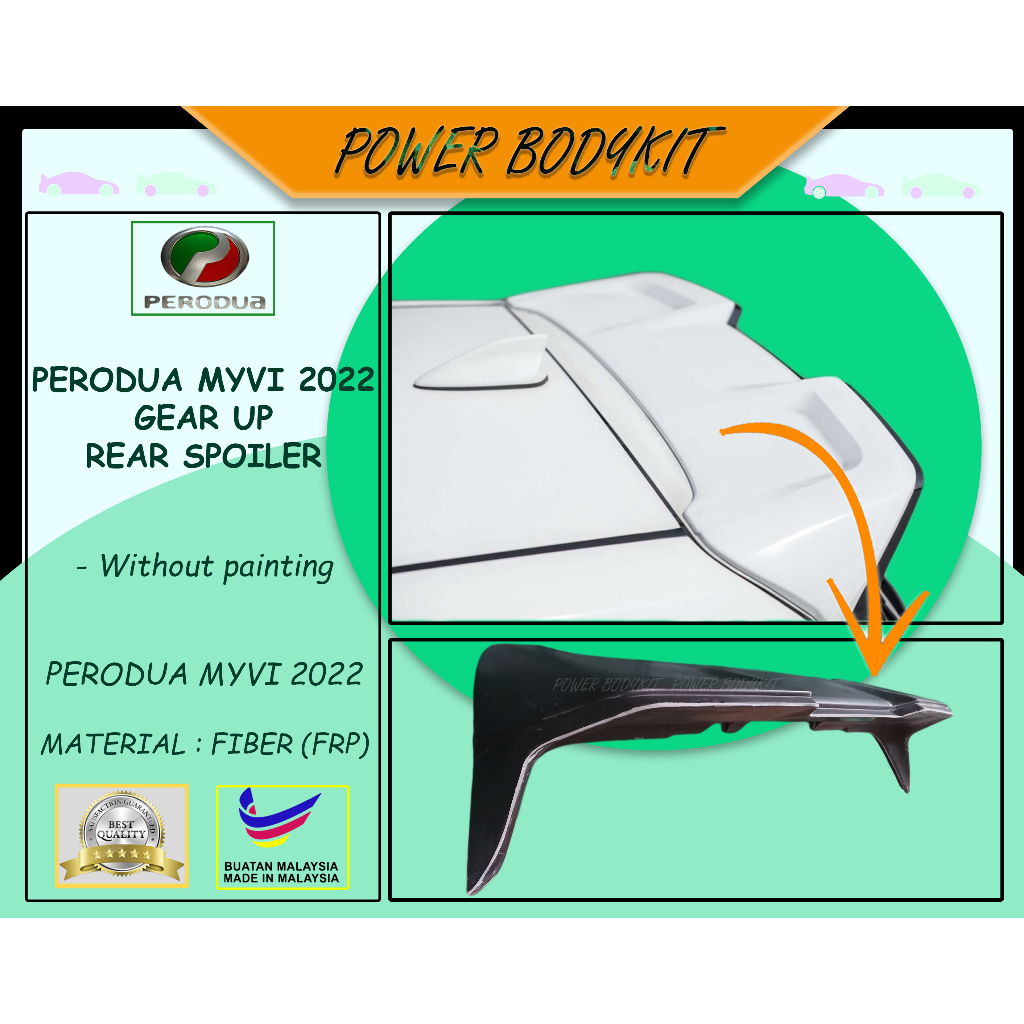Perodua Myvi 2022-2024 Gear Up Rear Spoiler 2022 2023 2024 Material ...