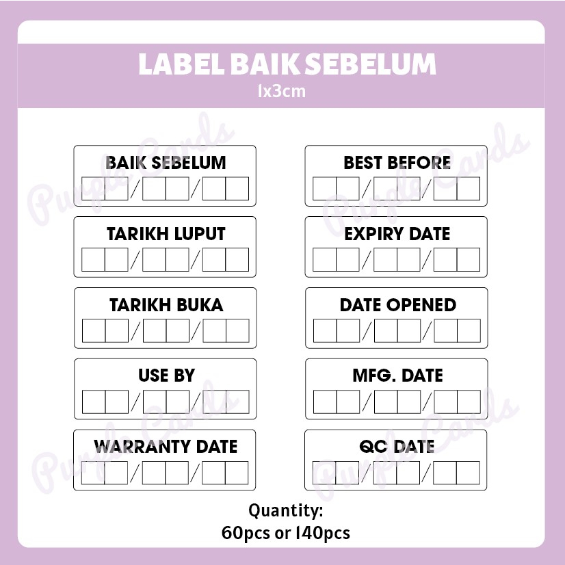 144pcs 1x3cm Sticker Label Best Before / Expiry Date / Date Opened ...