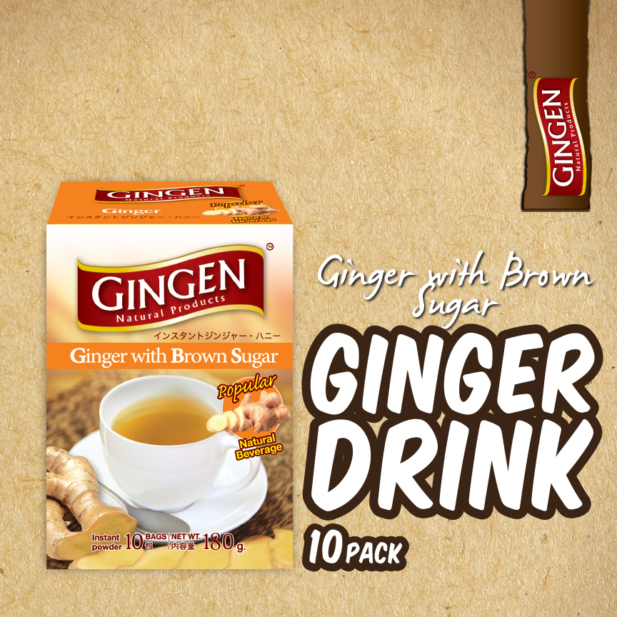 GINGEN GINGER DRINK INSTANT GINGER WITH BROWN SUGAR (10 sachets x 18g ...