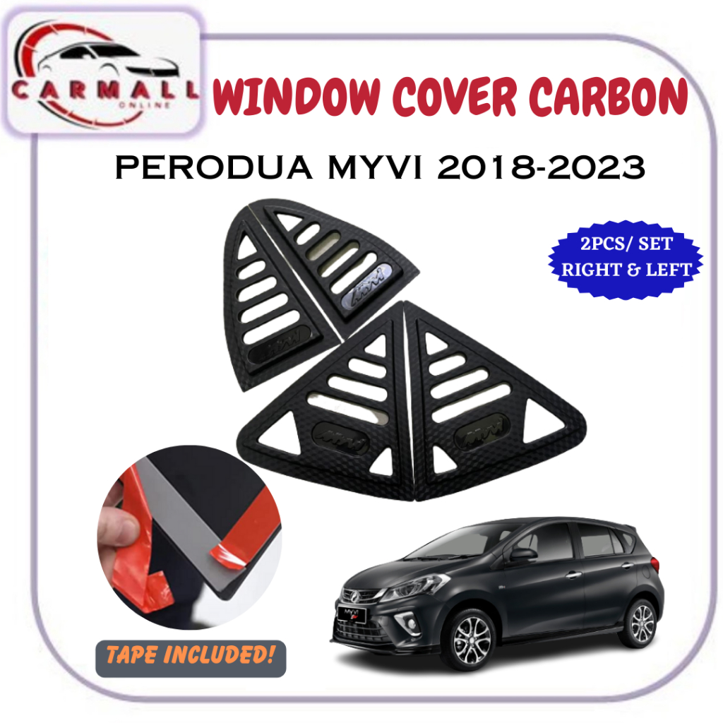 Perodua Myvi 2018-2023 Triangle Window Cover Carbon (4Pcs/Set) | Shopee ...