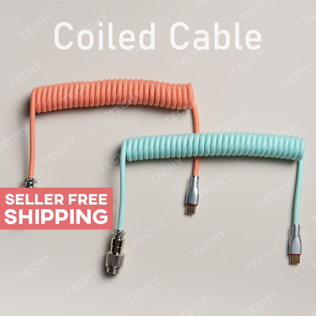 Coiled Cable GX12 for Mechanical Keyboards USB Type A to Type C Techy ...