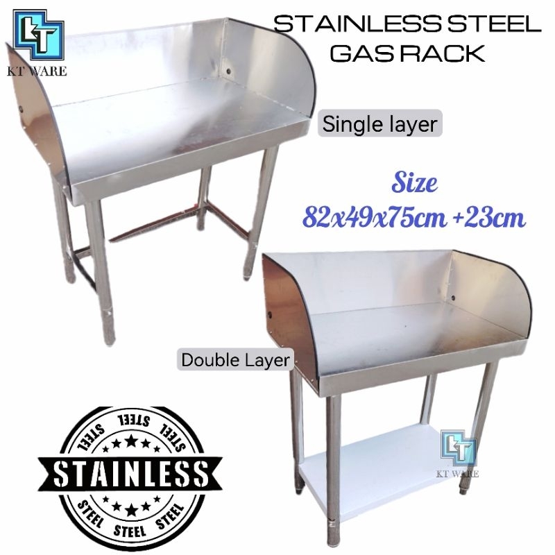 KT WARE Stainless Steel Stove Table GAS RACK Working table meja dapur double gas stove table ...