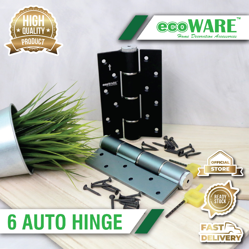 ecoWARE 6 inch Auto Hinge Soft Close Door Hinge Black Grey Hinge