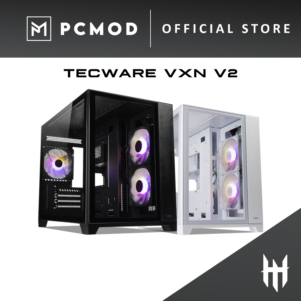 Tecware VXN V2 TG ARGB Compact Dual Chamber MATX Casing | Black / White ...