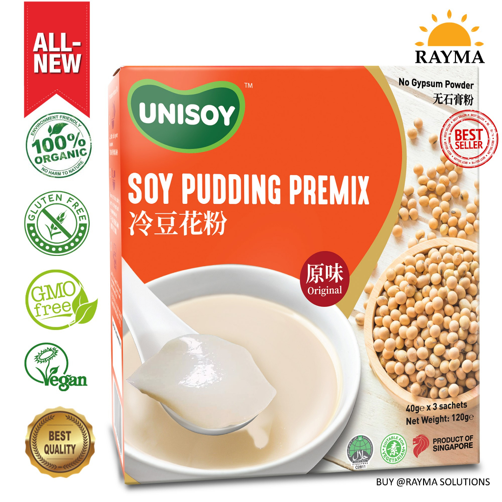 UNISOY Premium Soy Pudding Premix, NonGMO Soybeans, 120g (40g x 3