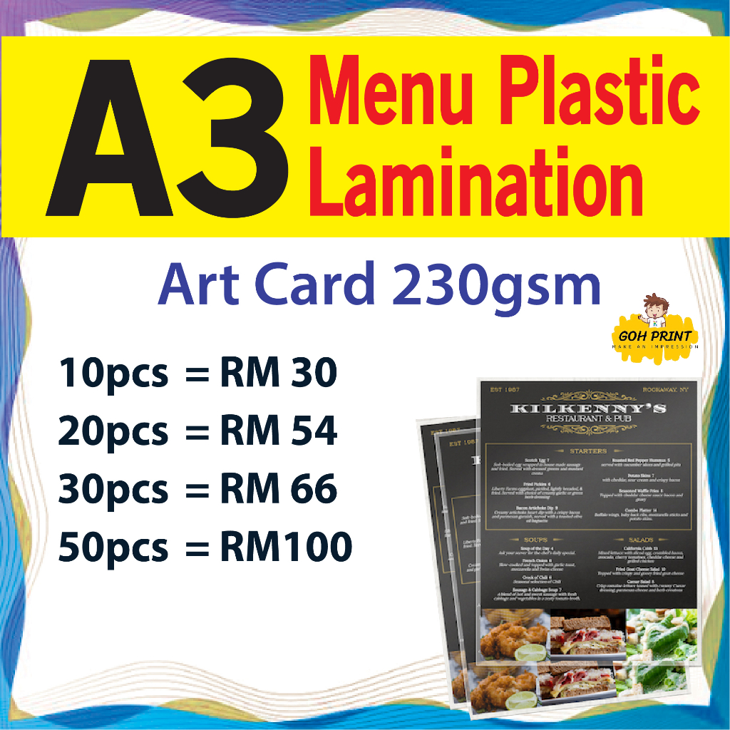 A3 Menu Plastic Lamination | Shopee Singapore