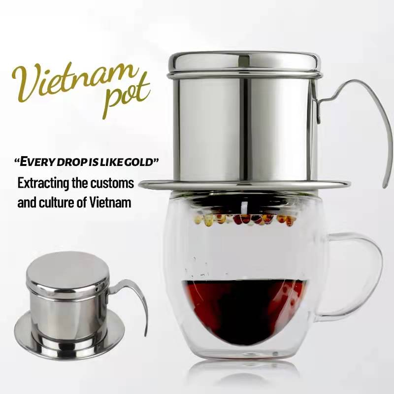 304 Stainless Steel Coffee Dripper Reusable Vietnam coffee Drip Pot ...