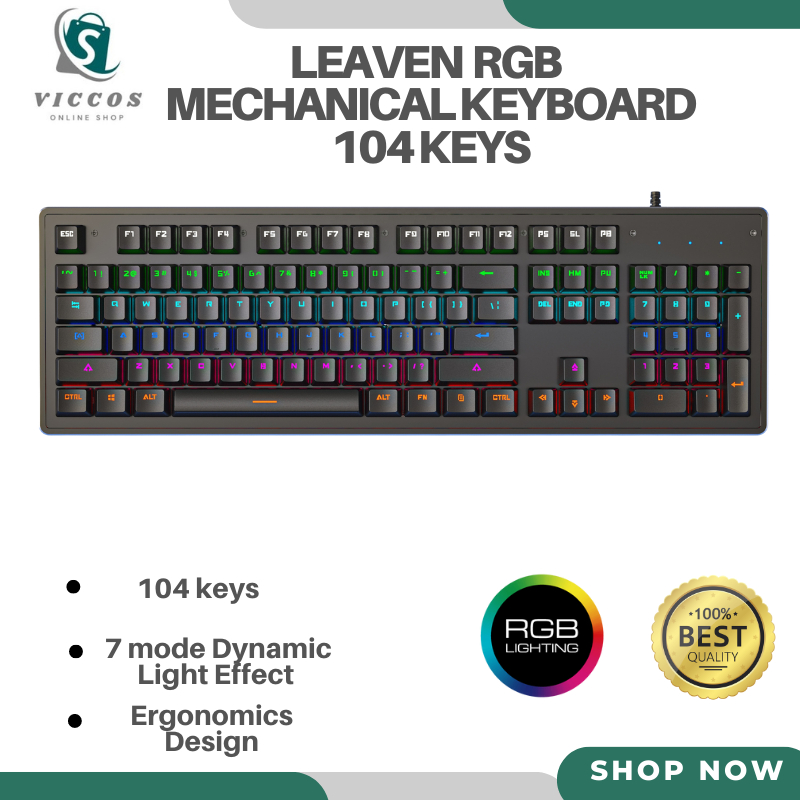 Leaven RGB Real Mechanical Keyboard 104 Button Blue Switch/Red Switch ...