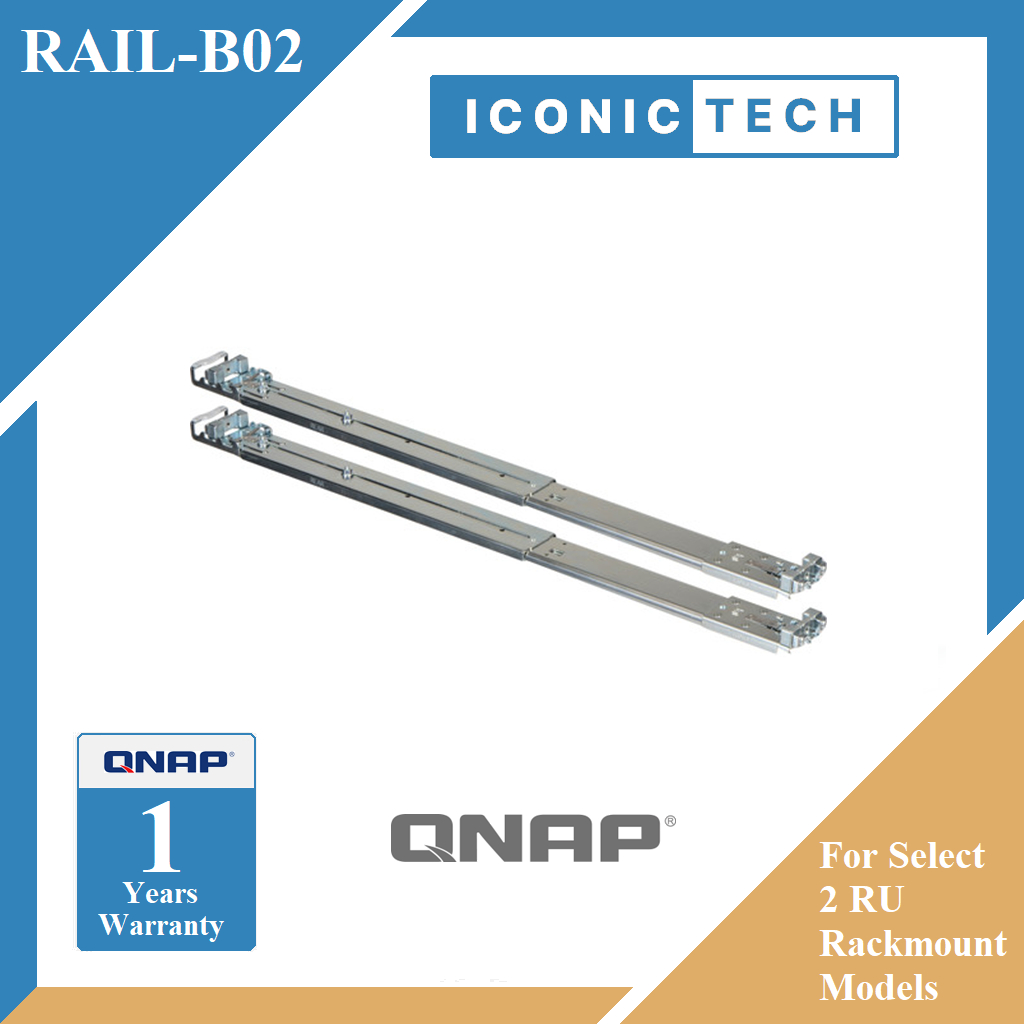 QNAP RAIL-B02 RACK SLIDE RAIL KIT FOR 2 RU Rackmount Models TS-435XeU ...