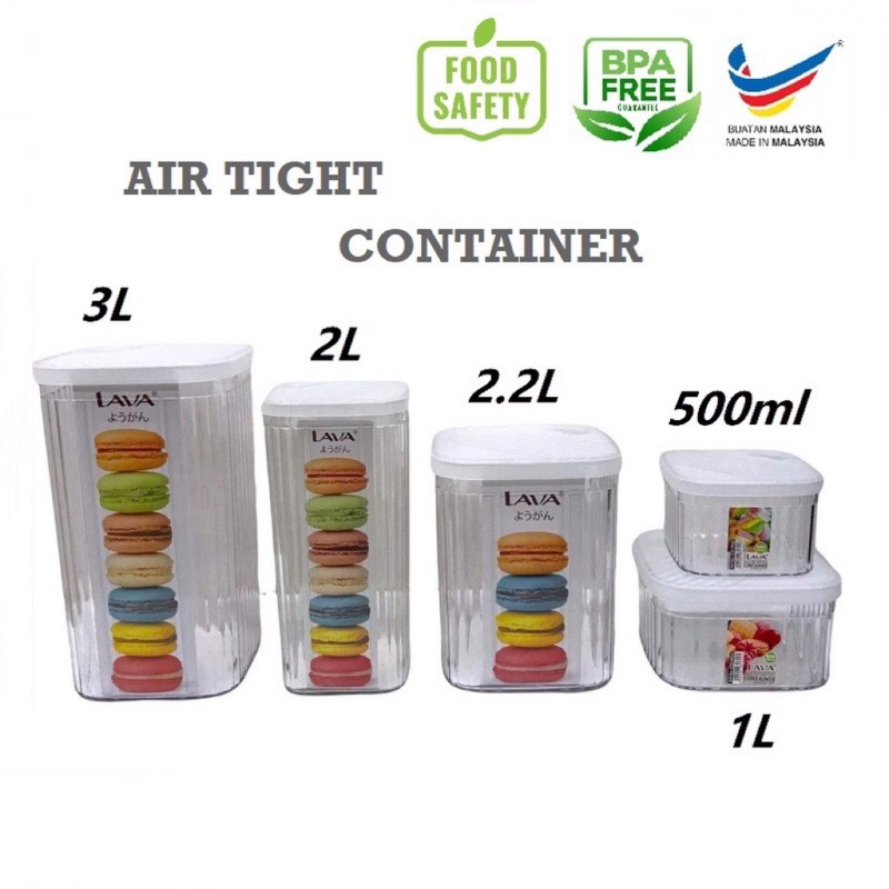 LAVA Air Tight Multipurpose Food Container 0.5L~3L / Bekas Roti ...