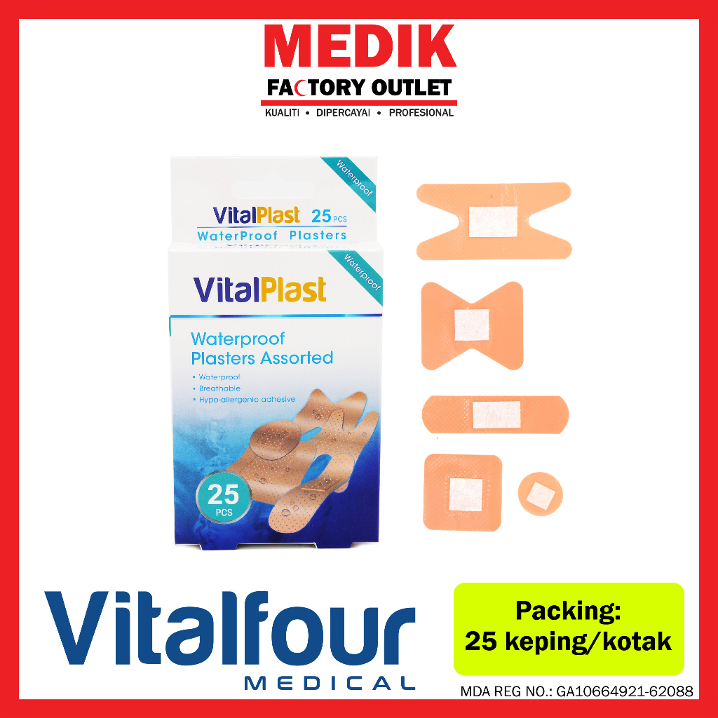 VitalPlast 5 Shapes Waterproof Assorted Plaster (Box of 25pcs) | Shopee ...