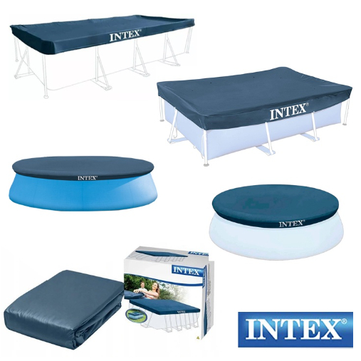 Intex Round / Rectangular Frame Pool Cover With Rope Tie Swimming Pool ...