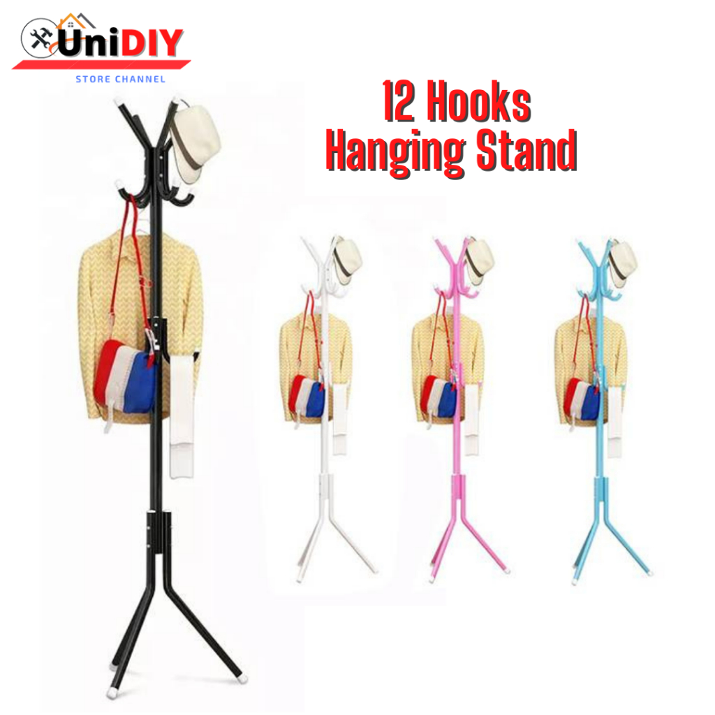 Unidiy 12 Hooks Hanging Pole Hanging stand Clothes Hanger Rack Multipurpose Cloth Hanger stand