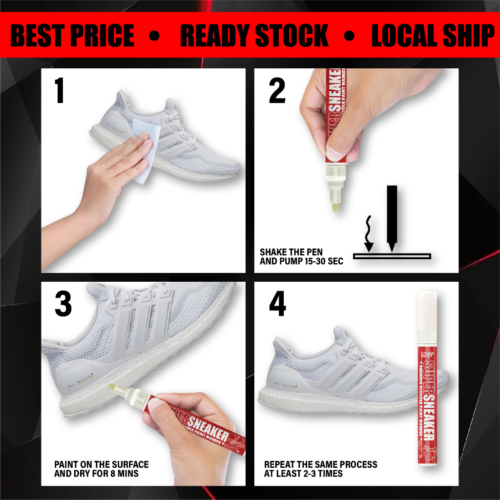 Midsole Paint Marker White & Black for Sneakers Repair 99% Unyellowing Shoe  Boost Pen Rubber Marker Pen Pemutih Kasut Shoe Whitener | Shopee Singapore