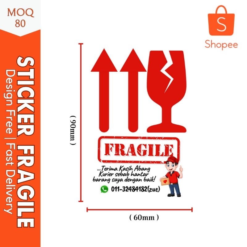 Sticker Fragile Customemade | Sticker Fragile | Printing | Sticker ...