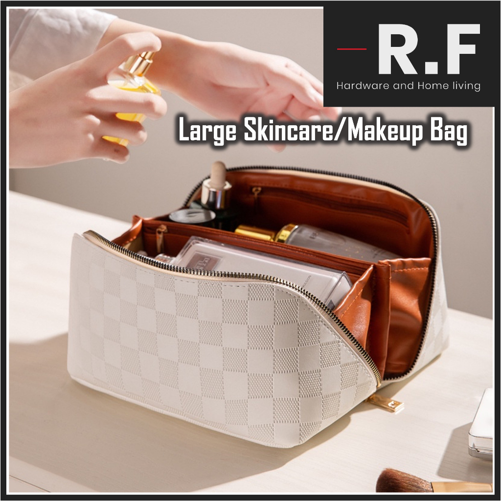 Luxury Pillow Makeup Bag Large Capacity Bag PU Leather Portable