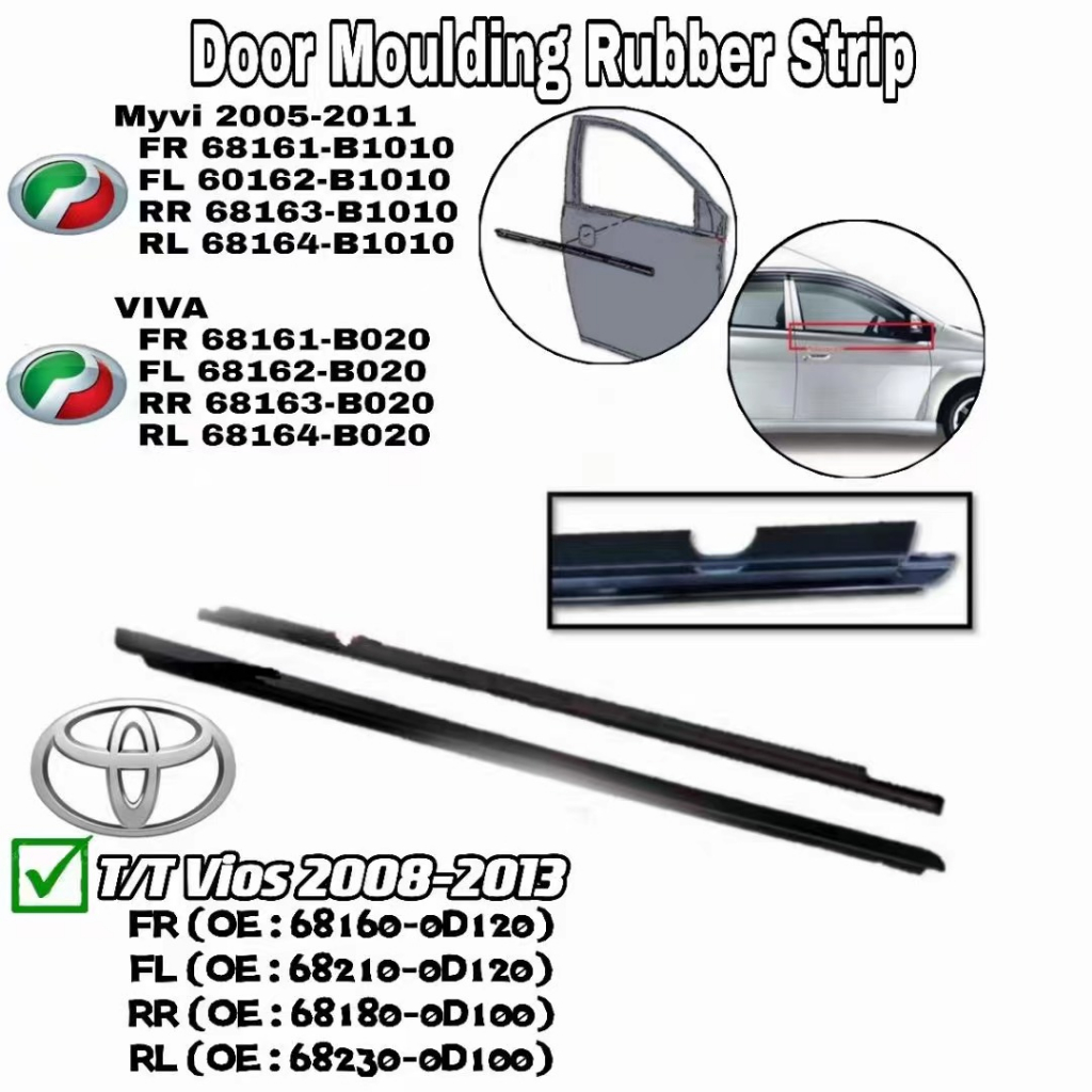 Getah cermin glass door moulding seal rubber outer strip window PERODUA