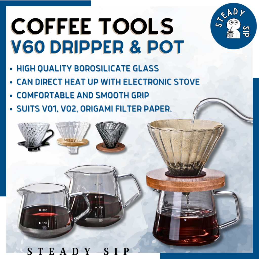 Steady Sip V60 Coffee Dripper Set V01 V02 Coffee Tools Coffee Pot pour over coffee set V60