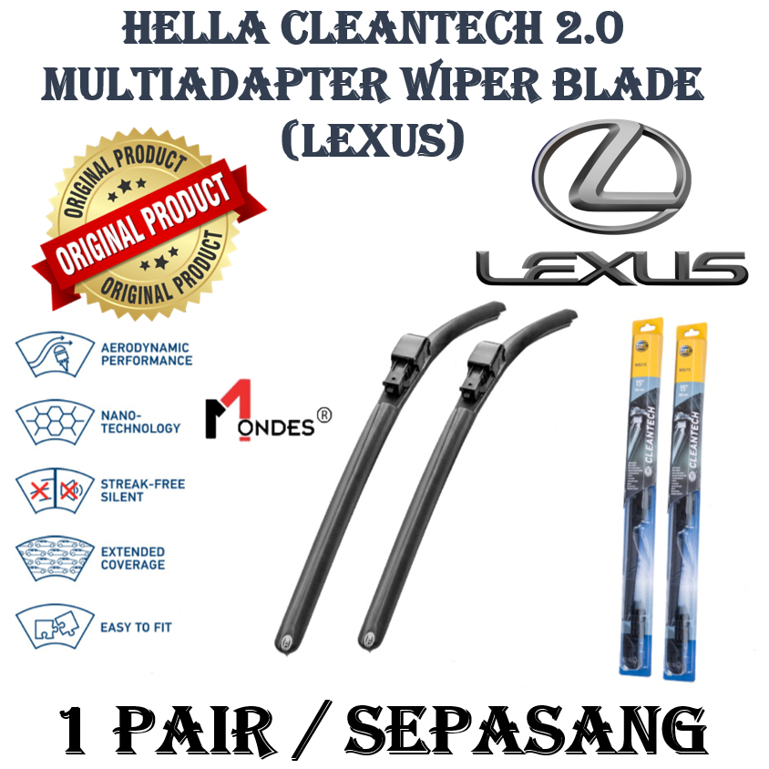 HELLA Cleantech 2.0 Multiadapter Wiper Blades LEXUS CT200 ES350 GS350