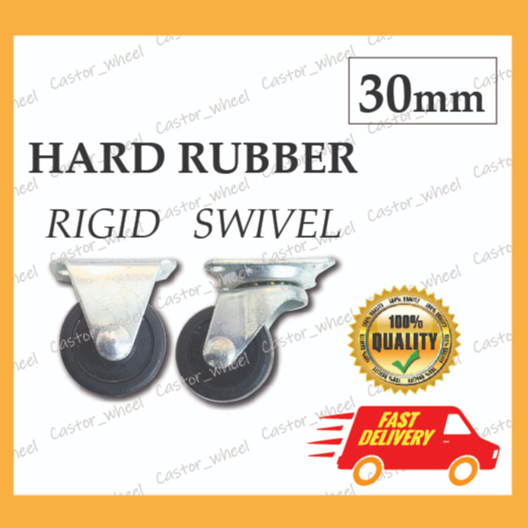 30MM HEAVY DUTY HARD RUBBER SWIVEL/RIGID CASTOR/CASTER ROLLER RODA ...