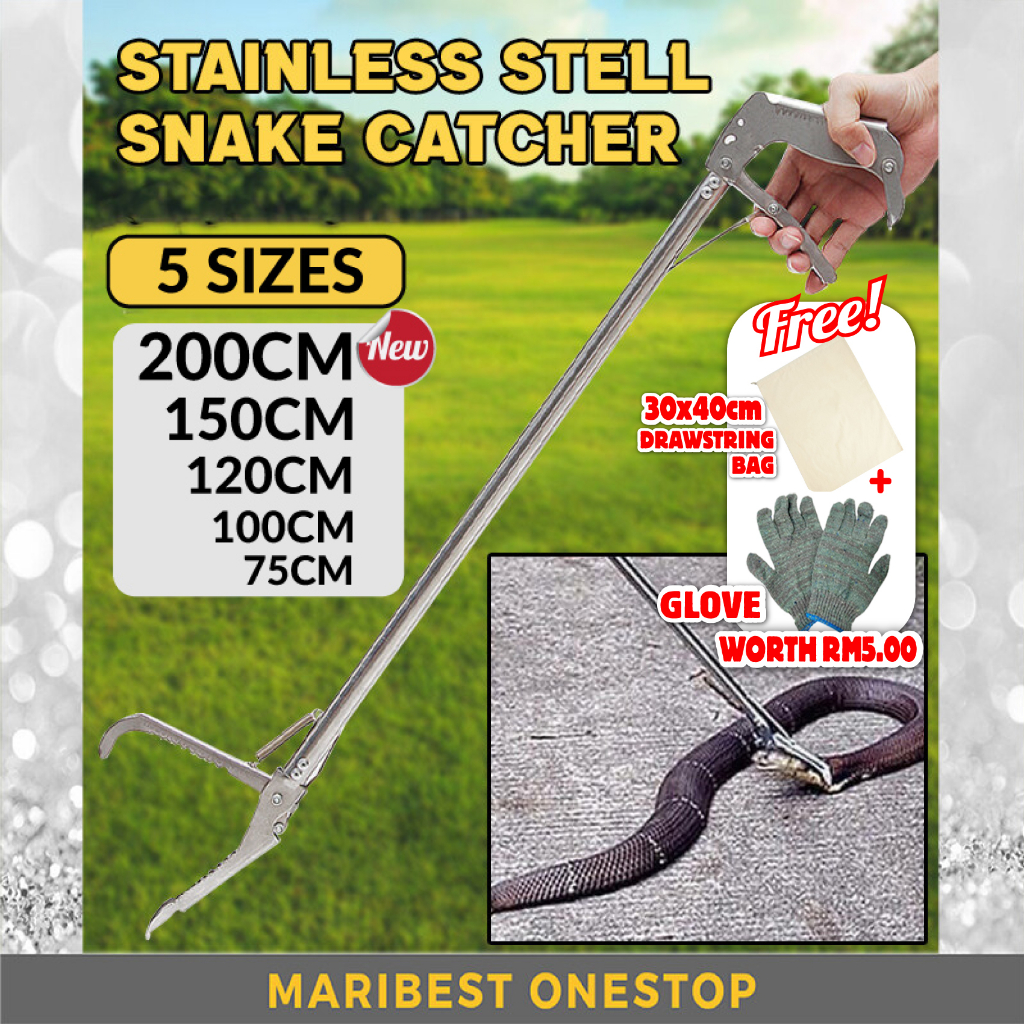 75cm 100cm 120cm 150cm 200cm Stainless Steel Snake Catcher Tong Reptile ...