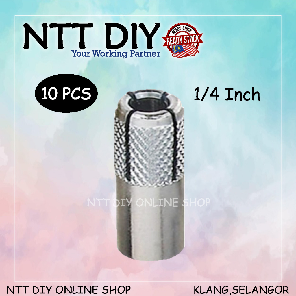 NTT DIY 1/4" Drop In Anchor/ Wall Plug ( 10 PCS ) Shopee Singapore