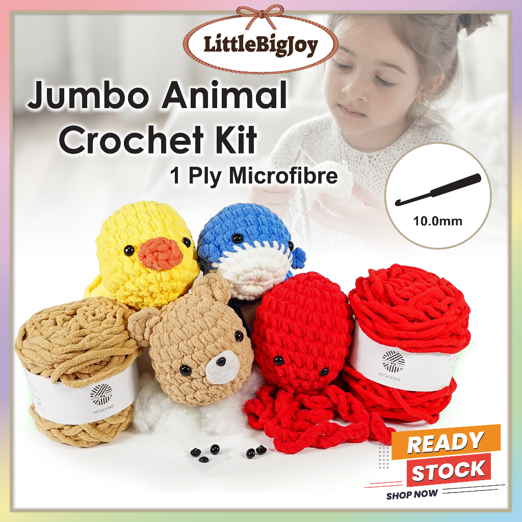 Jumbo Crochet Amigurumi Animal Kit Microfibre Giant Big Crochet ...