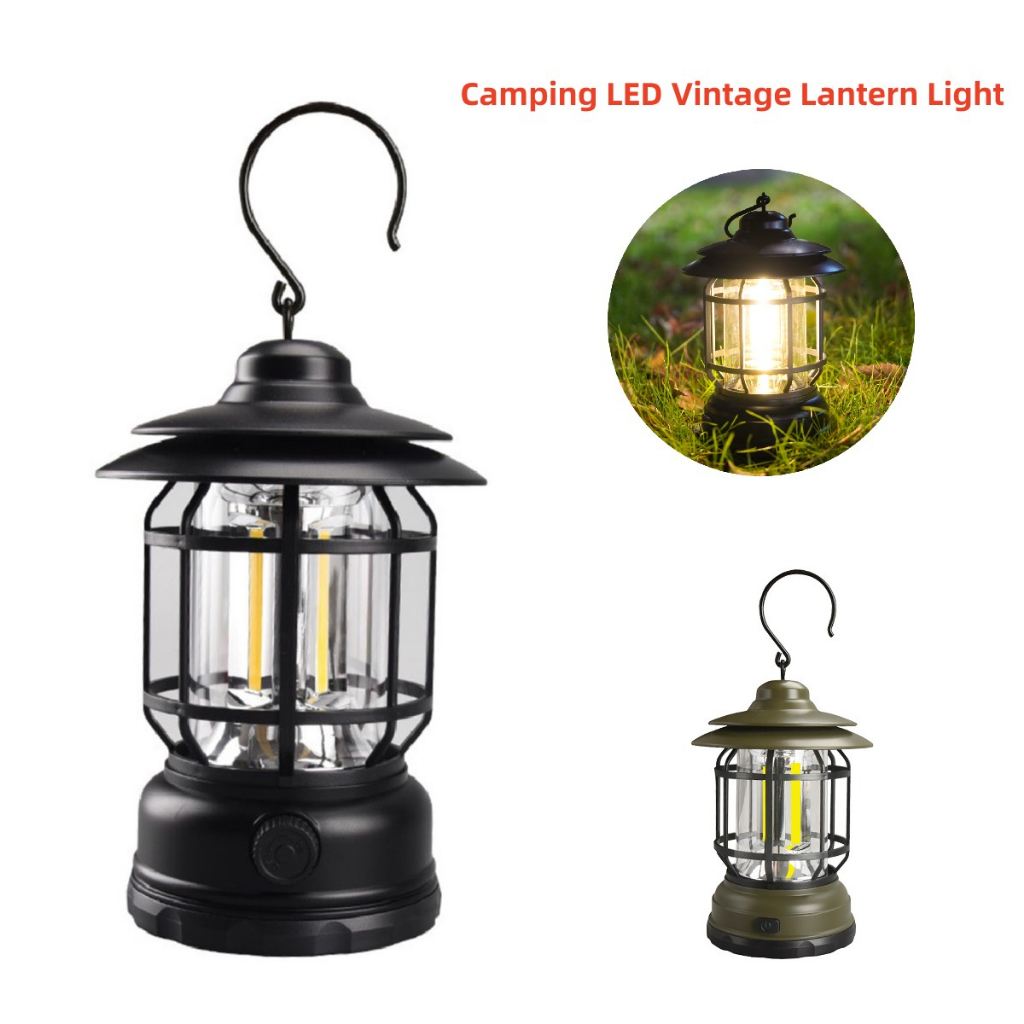 USB Rechargeable Camping Lantern Light LED Hanging Retro Outdoor Lights ...