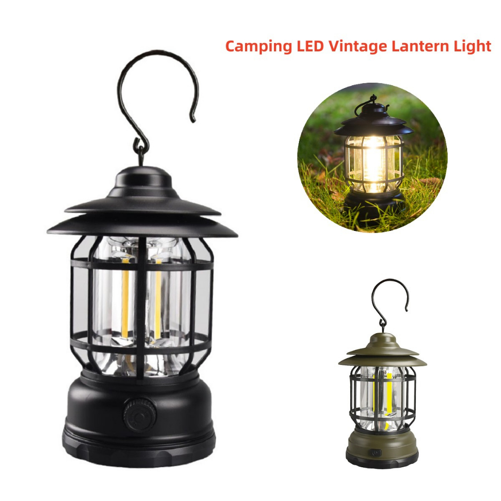 USB Rechargeable Camping Lantern Light LED Hanging Retro Outdoor Lights