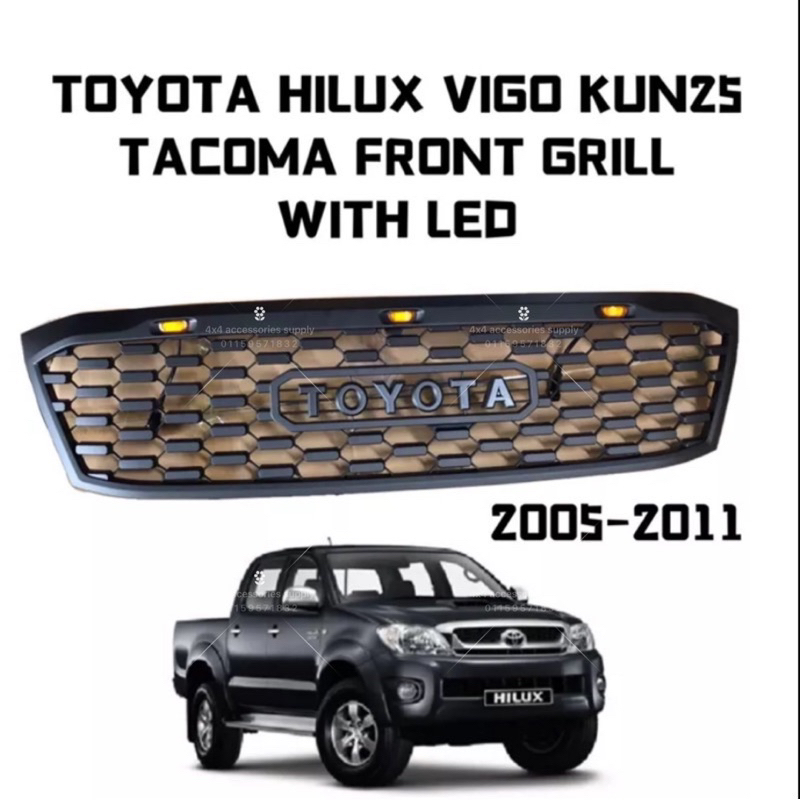 Toyota Hilux vigo kun25 2005-2011 vigo grill 3LED With led VIGO GRILLE daylight vigo grill 4x4 Car Accessories