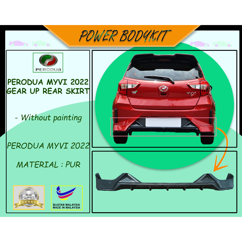 Perodua Myvi 2022-2024 Facelift GEN 3 Gear Up Rear Skirt 2022 2023 2024 ...