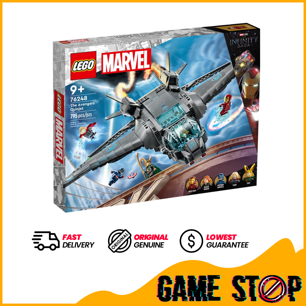 LEGO Marvel The Avengers Quinjet 76248 Spaceship Building Toy Set with Thor Iron Man Black Widow Loki and Captain Am Shopee Singapore