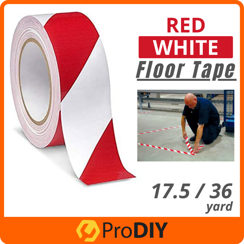 1 Roll Red White Floor Marking Tape Warning Caution Hazard Sticker Pita