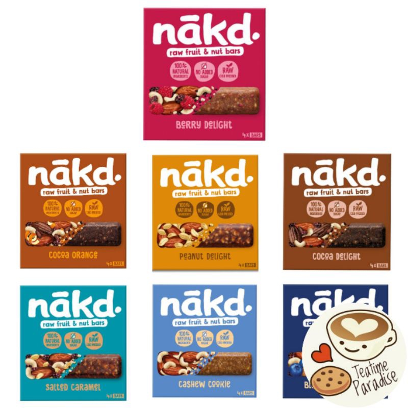 Nakd Raw Fruit&Nut Bar 35gx4 (Cocoa/Peanut/Salted Caramel/Cocoa Orange