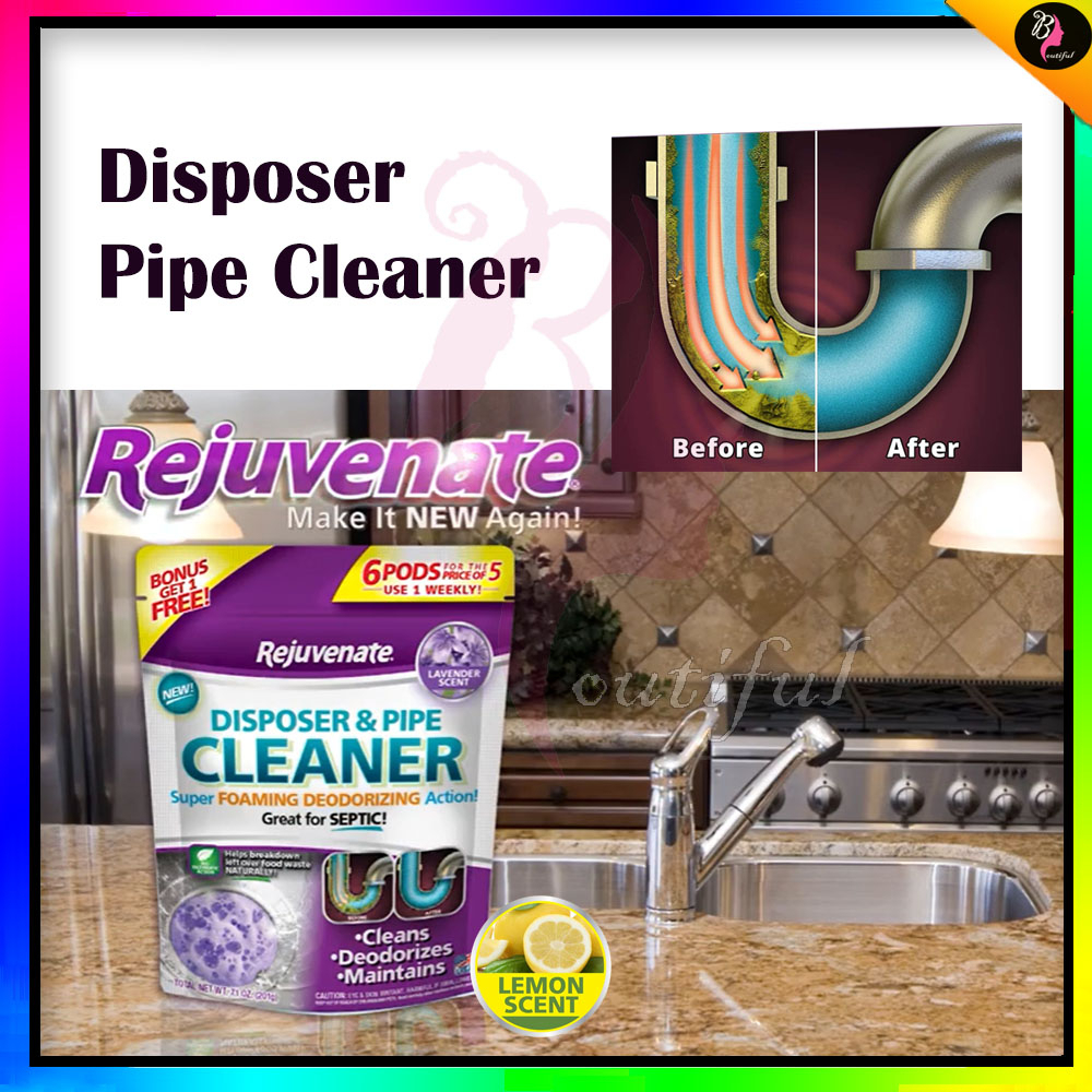 Rejuvenate Disposer and Pipe Cleaner, Lemon Scent, 6 Pods Per Pack